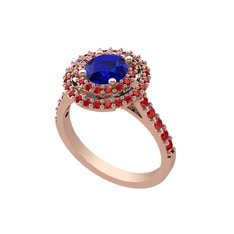 Lab safir ve garnet 925 ayar rose altın kaplama gümüş yüzük