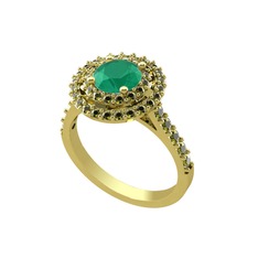 Lyra Yüzük - Kök zümrüt ve peridot 925 ayar altın kaplama gümüş yüzük #1279cp9