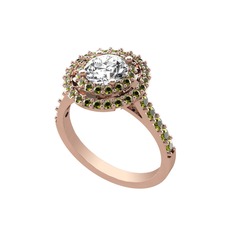 Swarovski ve peridot 8 ayar rose altın yüzük