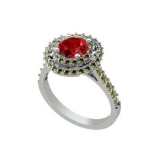 Garnet ve peridot 925 ayar gümüş yüzük