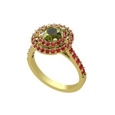 Peridot ve garnet 14 ayar altın yüzük