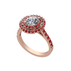 Pırlanta ve garnet 18 ayar rose altın yüzük (0.92 karat)
