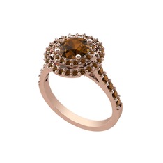 Dumanlı kuvars 925 ayar rose altın kaplama gümüş yüzük
