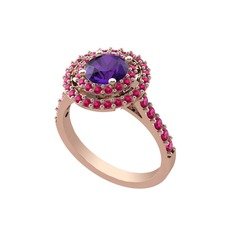 Ametist ve rodolit garnet 925 ayar rose altın kaplama gümüş yüzük