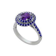 Lyra Yüzük - Ametist ve lab safir 8 ayar beyaz altın yüzük #19ycxy5