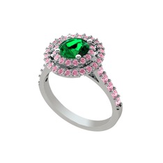 Yeşil kuvars ve pembe kuvars 925 ayar gümüş yüzük