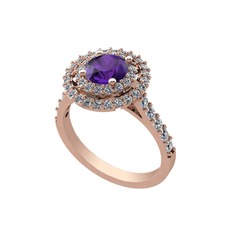 Lyra Yüzük - Ametist ve swarovski 18 ayar rose altın yüzük #1b95n47
