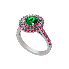 Lyra Yüzük - Yeşil kuvars ve rodolit garnet 18 ayar beyaz altın yüzük #1d1eqmp