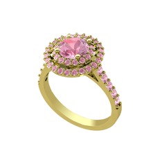 Pembe kuvars 18 ayar altın yüzük