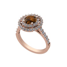 Lyra Yüzük - Dumanlı kuvars ve swarovski 14 ayar rose altın yüzük #1ec0ajh