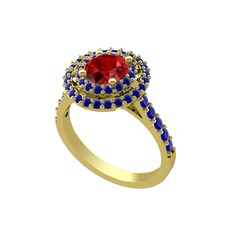 Garnet ve lab safir 8 ayar altın yüzük