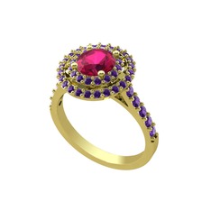 Lyra Yüzük - Rodolit garnet ve ametist 18 ayar altın yüzük #1k29a32