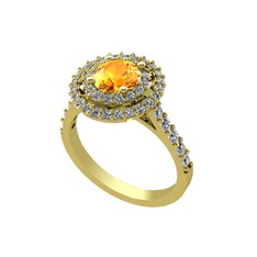 Lyra Yüzük - Sitrin ve swarovski 8 ayar altın yüzük #1l9ua3y