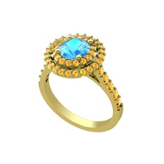 Lyra Yüzük - Akuamarin ve sitrin 18 ayar altın yüzük #1m641xz