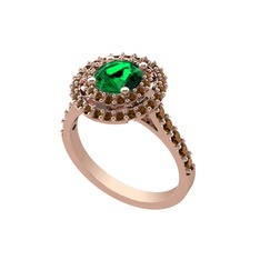 Lyra Yüzük - Yeşil kuvars ve dumanlı kuvars 18 ayar rose altın yüzük #1navnxj