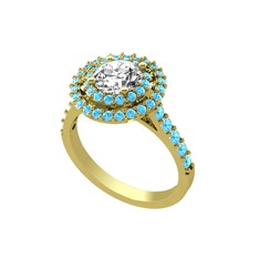 Swarovski ve akuamarin 8 ayar altın yüzük