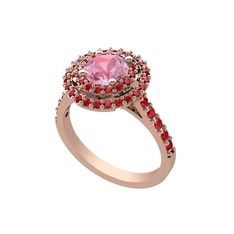 Pembe kuvars ve garnet 8 ayar rose altın yüzük