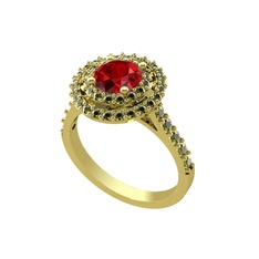 Lyra Yüzük - Garnet ve peridot 18 ayar altın yüzük #1py0o40