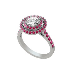 Lyra Yüzük - Swarovski ve rodolit garnet 18 ayar beyaz altın yüzük #1rqzyh3