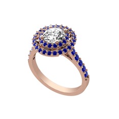 Swarovski ve lab safir 18 ayar rose altın yüzük