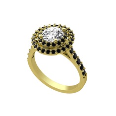Lyra Yüzük - Swarovski ve siyah zirkon 14 ayar altın yüzük #1tbczdw