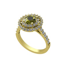 Peridot ve pırlanta 14 ayar altın yüzük (1.2 karat)