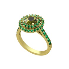 Peridot ve yeşil kuvars 8 ayar altın yüzük