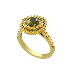 Peridot ve sitrin 8 ayar altın yüzük