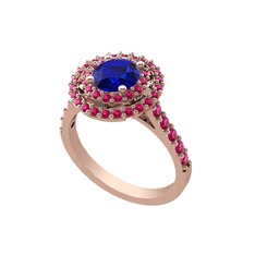 Lab safir ve rodolit garnet 14 ayar rose altın yüzük