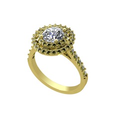 Pırlanta ve peridot 14 ayar altın yüzük (0.92 karat)