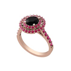 Lyra Yüzük - Siyah zirkon ve rodolit garnet 14 ayar rose altın yüzük #1wsleq8