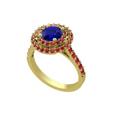 Lab safir ve garnet 14 ayar altın yüzük