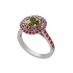 Lyra Yüzük - Peridot ve garnet 14 ayar beyaz altın yüzük #1z0yxk