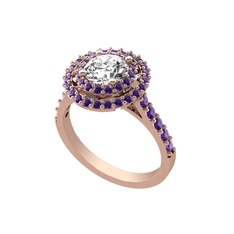 Lyra Yüzük - Swarovski ve ametist 14 ayar rose altın yüzük #2tsf1f