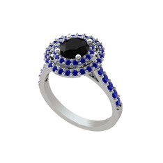 Siyah zirkon ve lab safir 925 ayar gümüş yüzük