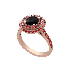 Lyra Yüzük - Siyah zirkon ve garnet 14 ayar rose altın yüzük #7vy6qt
