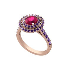 Rodolit garnet ve ametist 18 ayar rose altın yüzük