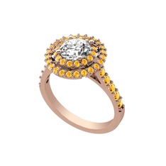 Lyra Yüzük - Swarovski ve sitrin 8 ayar rose altın yüzük #afli6y
