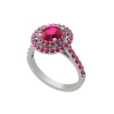 Rodolit garnet 14 ayar beyaz altın yüzük