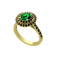 Yeşil kuvars ve siyah zirkon 8 ayar altın yüzük