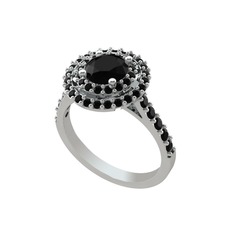 Lyra Yüzük - Siyah zirkon 14 ayar beyaz altın yüzük #b7zrh3