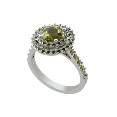 Peridot 8 ayar beyaz altın yüzük