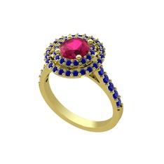 Lyra Yüzük - Rodolit garnet ve lab safir 14 ayar altın yüzük #cu0syp