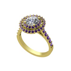 Lyra Yüzük - Pırlanta ve ametist 18 ayar altın yüzük (0.92 karat) #dm43zg