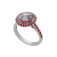 Pırlanta ve garnet 14 ayar beyaz altın yüzük (0.92 karat)