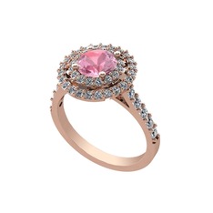 Pembe kuvars ve swarovski 18 ayar rose altın yüzük