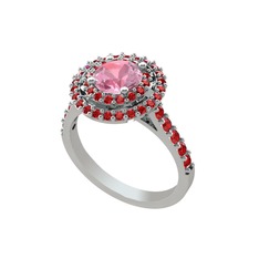 Lyra Yüzük - Pembe kuvars ve garnet 14 ayar beyaz altın yüzük #fy0wuk