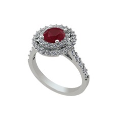 Kök yakut ve swarovski 18 ayar beyaz altın yüzük