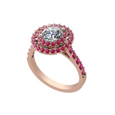 Lyra Yüzük - Pırlanta ve rodolit garnet 925 ayar rose altın kaplama gümüş yüzük (0.92 karat) #h9fas6