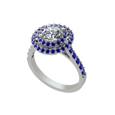 Lyra Yüzük - Pırlanta ve lab safir 14 ayar beyaz altın yüzük (0.92 karat) #je29n6